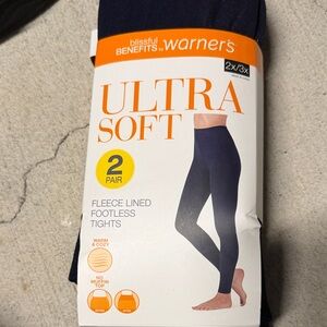 Warner's Ultra Soft Fleece Lined Footless Tights - Navy